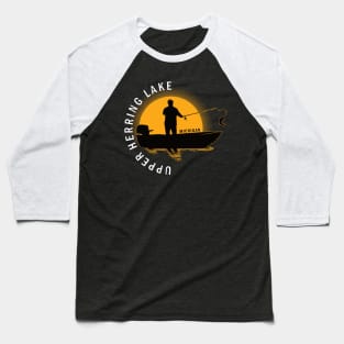 Upper Herring Lake Fishing Michigan Sunrise Baseball T-Shirt